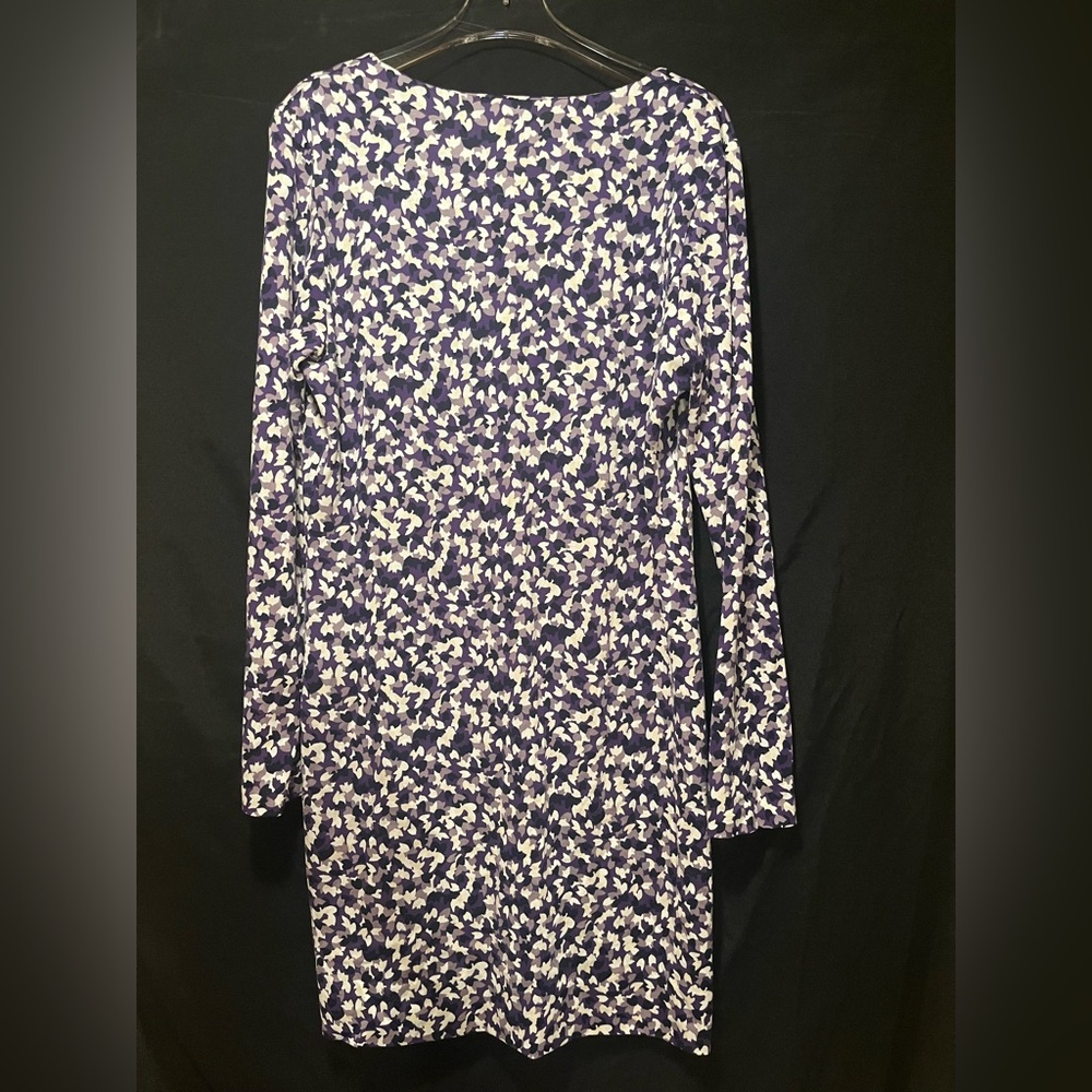 Diane Von Furstenberg Purple and White Long Sleeve Dress #10207 - Picture 5 of 6